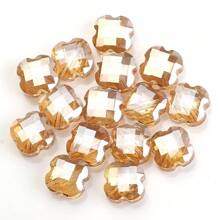 30 Peças/Pacote 9*12mm Oval 12mm Contas de Vidro de Trevo de Quatro Folhas, Contas Soltas Eletrorrevestidas para Acessórios de Joias DIY, Chaveiros, Encantos de Celular