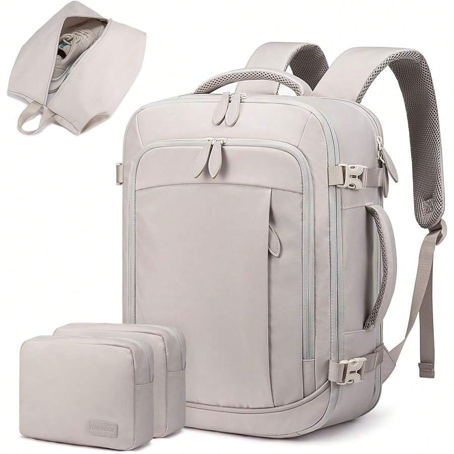 LOVEVOOK Carry On Backpack For Women Men, 35L Large Travel Bag Fits 15. 6" Laptop, TSA Flight Approved Personal Item, Waterproof Luggage For Daily Use Weekender Trip Work Business Uni, Cloud Gray - Multicolor - View 1