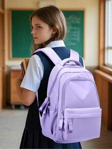 可爱背包，适合少女、中学生、大学生 - 小巧、经典、休闲户外日常背包、旅行背包、轻便笔记本电脑背包，男女通用，随机发货（旧款或新款） - 紫色 - 查看 7