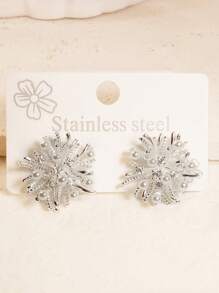 Pendientes de diseño de flor con perla y circonia en forma de copo de nieve, versátiles nuevos pendientes populares de joyería para mujeres