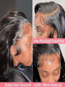 bling hair 13x6 13x4 4x4 Lace Front Perücken Echthaar 180 Dichte Body Wave Lace Frontal Perücken Echthaar Vorgezupft Natürliche Farbe 9x6 6x4 5x5 7x5 Kleberlose Perücken für Frauen - SNatural - Übersicht 5