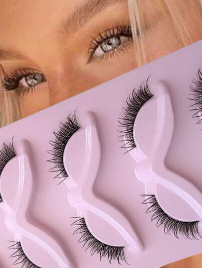 5 par högvolym lösögonfransar, flexibelt band, djärv kattögonstil, lyfter ögonskönheten för fotograferingar, 3D-lagerdesign, naturlig look för fest och vardagsmakeup, långa och lockiga lösögonfransar, handgjorda, delikata hantverk, naturlig förlängning, perfekt för dejt och bröllop.