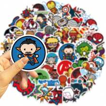 Marvel 50PCS Marvel Avengers Officially Licensed Vinyl Stickers Q-Version Heros Tony Stark Holk Captain America Waterproof Cartoon Gifts For Water Bottles Laptop Bumper Water Bottles Computer Phone Hard Hat Car And Decals Spider Man Hulk Iron Man