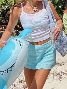 Women Y2K Floral Cami Tank Tops Cute Vintage Flower Graphic Spaghetti Strap Scoop Neck Slim Fit Camisole Crop Tops Summer Backless Sleeveless Vests Shirts Teens Girl Summer Ocean Coastal Beach Casual Going Out Tops Aesthetic Clothes Streetwear - 白色 - 查看 6