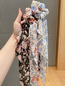 4条装女士休闲碎花发圈，百搭时尚发饰，适合日常生活、居家、学校、海滩、暑假、通勤、聚会、节日、生日、新年、情人节、母亲节、教师节、婚礼、音乐节、毕业典礼等场合，是理想的礼物之选。发圈、发饰、发饰、发绳、头饰、马尾辫发圈、弹力发带 - 彩色 - 查看 2