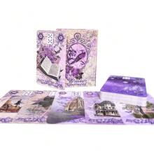 Jogo de Cartas Oracle Lenormand de Lavanda mais Vendido - Um jogo de cartas roxo com tema de vida no campo. As ilustrações das cartas são vívidas, com belas representações de figuras e animais. Feito de material de papel, adequado para jogos de cartas de Festa e Feriado de 14+ anos, tanto para homens quanto para mulheres - Roxo - Visão 2