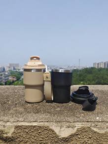 Taza de acero inoxidable aislada de 12 oz con diseño minimalista, taza de auto portátil con cordón, taza para helado, taza de café con doble capa al vacío, personalizada en un paquete