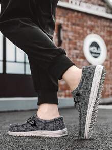 Mocassini casual da uomo in lino traspirante slip-on, scarpe da barca leggere e comode, versatili
