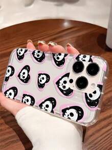 1 pieza Funda de teléfono transparente anti caídas de TPU con amortiguación de aire, corazón, calavera y estrella de dos colores, adecuada como regalo festivo compatible con Apple XS/XS Max/XR/11/12/13/14/15/16 Pro/Pro Max/14/15/16 Plus