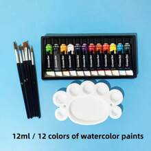 12/24/36 Farben Acrylfarben, Glas Malfarben Kunstbedarf reich an Farben und vielseitig zum Malen, 12 ml / 0,41 Unzen pro Tube, wasserbasierte Farbtube, geeignet für Leinwand, Holz und Basteleien - professionelle Künstlerbedarf, geeignet für Profis, Studenten und Erwachsene, Muss-haben für das neue Schuljahr, Einschulung, Schulmaterial