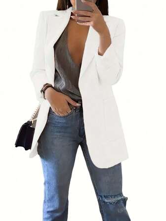 New European & American Fashion Casual Blazer, Lapel Collar Slim Fit Cardigan Jacket For Women, Spring/Autumn
