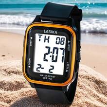 LASIKA Men's Wristwatch, Students Watch, Teenager Sports Watch With Alarm, Timer, Waterproof, Square Design