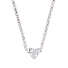 1 pièce Collier pendentif en forme de cœur en zircone coloré en acier inoxydable pour femme. Collier chaîne tennis en zircone de luxe brillante. Bijoux