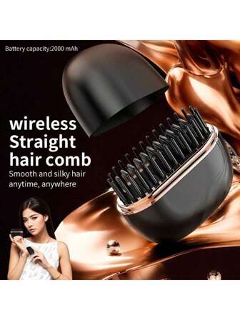 New Multi-Functional Straight Hair Comb, Straight-Rolling Dual-Purpose Dormitory Anion Wireless Hair Conditioner, Soft Hair Conditioner