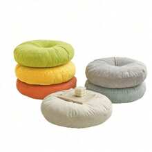 1 pieza Almohada redonda capitoneada de chenilla - Cojín grande para meditación para adultos, Tapete de yoga de poliéster brillante, Cojín para banco/silla de ventana, Uso multipropósito con bandeja para lectura