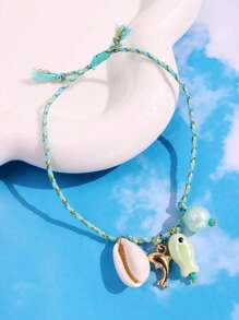 1pc Fashion Delicate Summer Beach Vacation Style Personalized Fish, Seashell, Starfish Pendant Bohemian Bracelet For Women, Suitable For Daily Outfit And Beach Vacation