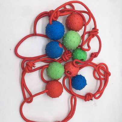 Rubber Dog Chew Ball With Rope Handle - Interactive Training & Teeth Cleaning Toy For All Breeds, Dog Toys For Aggressive Chewers, Pet Play, Puppy