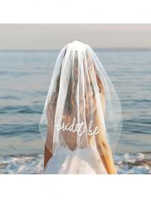 1pc Elegant Bride-To-Be Veil, Bridal Hair Clip Ornament, White Tulle Mesh Bridal Veil, Long Tail Clip For Wedding Bachelorette Party Photo Booth Props Decorations