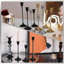 3 PiecesBlack Flared Candle Holders, Festive Decor For Weddings And Parties