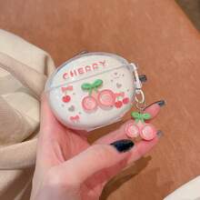 透明3D樱花保护壳，适用于Buds 6 Active/6s/7S/Buds 6 Play/SE/8pro/8lite/8Active，新款Buds5/5pro/6pro无线蓝牙耳机保护壳，可爱创意Buds6 Lite软壳带吊坠，女士款 - 櫻桃 - 查看 5