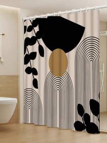 1 Stück/4 Stück Badezimmer Duschvorhang-Set für Zuhause, hergestellt aus 100% Polyesterstoff, wasserdicht & leicht zu reinigen, inklusive 12 Haken, Toilette-Sitzabdeckung, rutschfeste Badematte, waschbarer Vorhangstoff, essentielle Badezimmer-Accessoires für Studenten-/Wohnraum-Dekoration