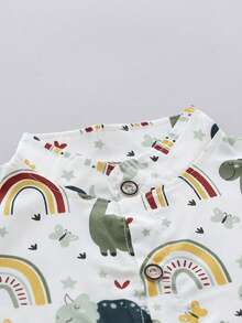 Bộ áo sơ mi tay ngắn và quần short in hình khủng long ngẫu nhiên cho bé trai/bé mới biết đi, mùa hè - màu xanh lá - Xem 3