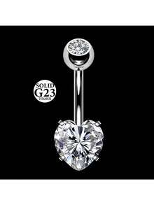 AVYRING Thanh xỏ rốn bằng titan màu bạc 8mm 10mm 12mm 14mm 16mm Thanh xỏ rốn hình trái tim G23 Khuyên xỏ rốn bằng titan màu hồng Bananabells Khuyên xỏ rốn có ren trong Trang sức cơ thể rốn 1 chiếc - Nhiều màu - Xem 14