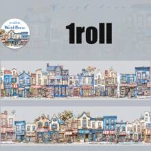 1 Rollo/Bolsa de Cinta, Serie Casa Extravagante, Cinta PET con tema de Casa Vintage y Pueblo, Suministros para Scrapbooking, Accesorios de Cuaderno, Decoración para Cuaderno, Marco de Foto, Funda de Teléfono, Vaso, Revistas de Chatarra, Caja de Artículos de Papelería DIY, Pegatinas Personalizadas, Útiles Escolares, Vuelta al Colegio