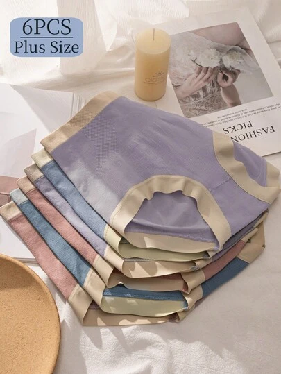 6pcs Pack Women Seamless High Waist Shapewear Briefs, Plus Size