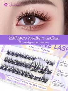 [33Pcs]GENIELASH Swallow Glue Free False Eyelash | Self-Adhesive Eyelash | No Glue Eyelash Lash