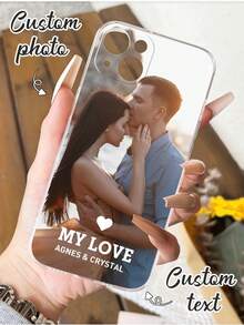 1 carcasă de telefon TPU rezistentă la șocuri, personalizabilă, cu design foto și text, compatibilă cu 16, 15, 14, 13, 12, 11 Pro Max, Redmi, seria OPPO, cadoul perfect pentru prieteni, familie, iubite, zile de naștere, Ziua Îndrăgostiților, sărbători, Ziua Recunoștinței, Crăciun, Ziua Tatălui