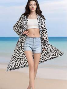 1pc Leopard Print EVA Raincoat - Windproof And Waterproof, Thickened Full Body Jacket Suitable For Travel, Cycling, Hiking - Portable, Button Closure Insulation, Galentines, Puppy, Carnival