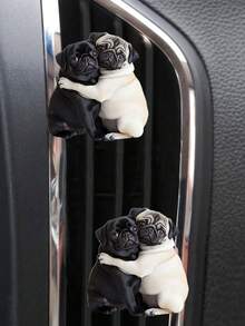 1/2pcs Cute Hugging Cat & Dog Car Air Freshener Vent Clip, 2D Acrylic Flat Car Interior Decoration, Fragrant Air Purifier - Multicolor - View 9
