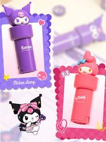 Sanrio 1Set Sanrio Kuromi My Melody Stamp Stickers Set Include Pattern Seal*1 Map*1 Stickers*50Pcs Cute Cartoon Design Waterproof Sticker Kawaii For Notebook Laptop Suitcase Hello Kitty Cat Gifts