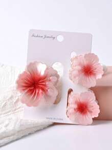 Set de 3 pinzas para el cabello con forma de flor de tamaño mediano, combinación de colores degradados de 6cm+4.5cm, accesorios de moda elegantes para el cabello de mujer, pinzas de estilo bohemio para accesorios de playa, otoño e invierno para atuendos de vacaciones
