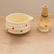 1pc/2pcs/4pcs/5pcs Hand-Painted Heart Matcha Tea Set, High-Quality Heart-Shaped Matcha Bowl, Matcha Whisk, Tea Scoop, Complete Cute Fresh And Simple Matcha Tea Ceremony Set, Suitable For Matcha Beginners, Gift For Matcha Lovers, Birthday Present - Yellow - View 13