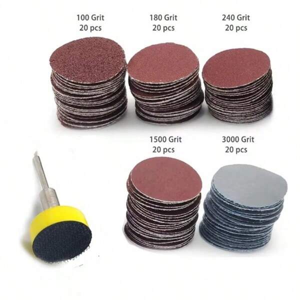 100Pcs 25mm Sanding Discs Pad 100-3000 Grit Abrasive Polishing Pad Kit For Rotary Tool Sandpapers Accessories
