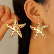 [Accesorio de brazo elegante para mujer] Brazalete de brazalete con forma de estrella de mar, mariposa y flores, brazalete abierto con forma de estrella de mar para vacaciones en la playa, brazalete de aleación de moda estilo Ins, joyería personalizada y exagerada de brazalete creativo adecuado para mujeres, vacaciones en la playa