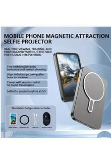 Tangle-Free Selfie Remote Control Wireless MagSafe Selfie Monitor Screen For IP & Android, 1800mAh With Wireless Remote, 3-Level Brightness & Wide Screen Mode, Using Phone Rear Camera For Selfie Vlog No Delay Live Stream Mother's Day Birthday Gift - White - View 6