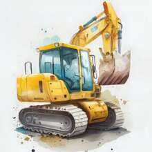 Cartoon Bulldozer Bagger Baufahrzeuge Wandkunst Drucke für Kinderzimmer, Babyzimmer (ungerahmt)