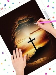 5D 全钻马赛克艺术 - 钻石画手工艺术套件、十字架画 DIY 手工礼品家居装饰