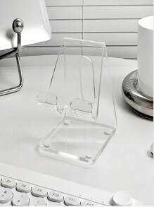 2 stuks transparante acryl telefoonhouder voor op het bureau, dikkere telefoonstandaard voor thuis en op kantoor, creatieve accessoires voor in de studentenkamer, kunststof structuur, veelzijdig voor het weergeven van telefoon en tablet en tv-kijken, willekeurige kleuren