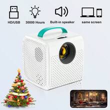 BDQ Mini Projector, Small Movie Projector, HD Portable Smart Projector720P Video Analysis Play Movies,  Holiday Gift Ldea-USB Interface, Compatible With Wired Connection Smartphones,Laptops - 美規A型插(110-127V) - 查看 1