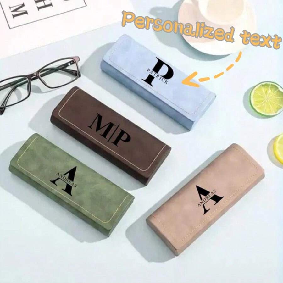 Customized Leather Eyeglass Case - Groomsmen Gift, Travel Leather Accessory, Unisex Sunglasses Case, Coworker Gift, Leather Eyeglasses Pouch, Mother's Day Gift, Dad & Mom Gift, Customized Classic Vegan Leather Eyeglass Case - Modern & Vintage Eyeglasses, Personalized Gift For Anniversary, Birthday, Christmas