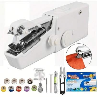 Portable Wireless Mini Sewing Machine Accessory Set - Easy To Use, Lightweight Handheld Design, Suitable For Beginners - Ideal For Quick Repair And Handicrafts, Black/White Optional