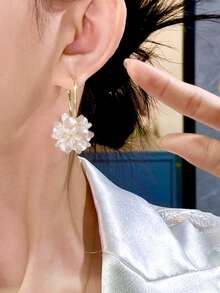 1 对优雅花卉欧美风格时尚耳环，轻盈奢华感耳环，独特设计，适合女性 - 星星 - 查看 4