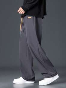Men's Fashionable Casual Thick Straight Leg Pants - Dark Grey - View 3