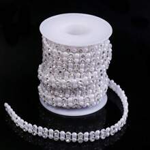 3 Yards/Roll ABS Faux Pearl Rhinestone Chain, Bridal Dress Accessory, Party Decorative Chain, Elegant Bracelet & Necklace Making Faux Pearl Chain