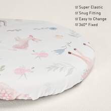 4-Pack Deer And Rose Ultra-Soft Fitted Crib Sheet, Elastic Stretchable Bassinet Mattress Cover For Infant Boys & Girls - Hươu và hoa hồng - Xem 8