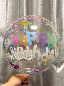 3pcs Colorful Happy Birthday Bubble Balloons, Suitable For Birthday Party And Family Gathering Decoration - Multicolor - View 3